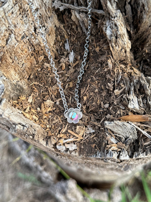 Cotton Candy Turquoise Flower Necklace