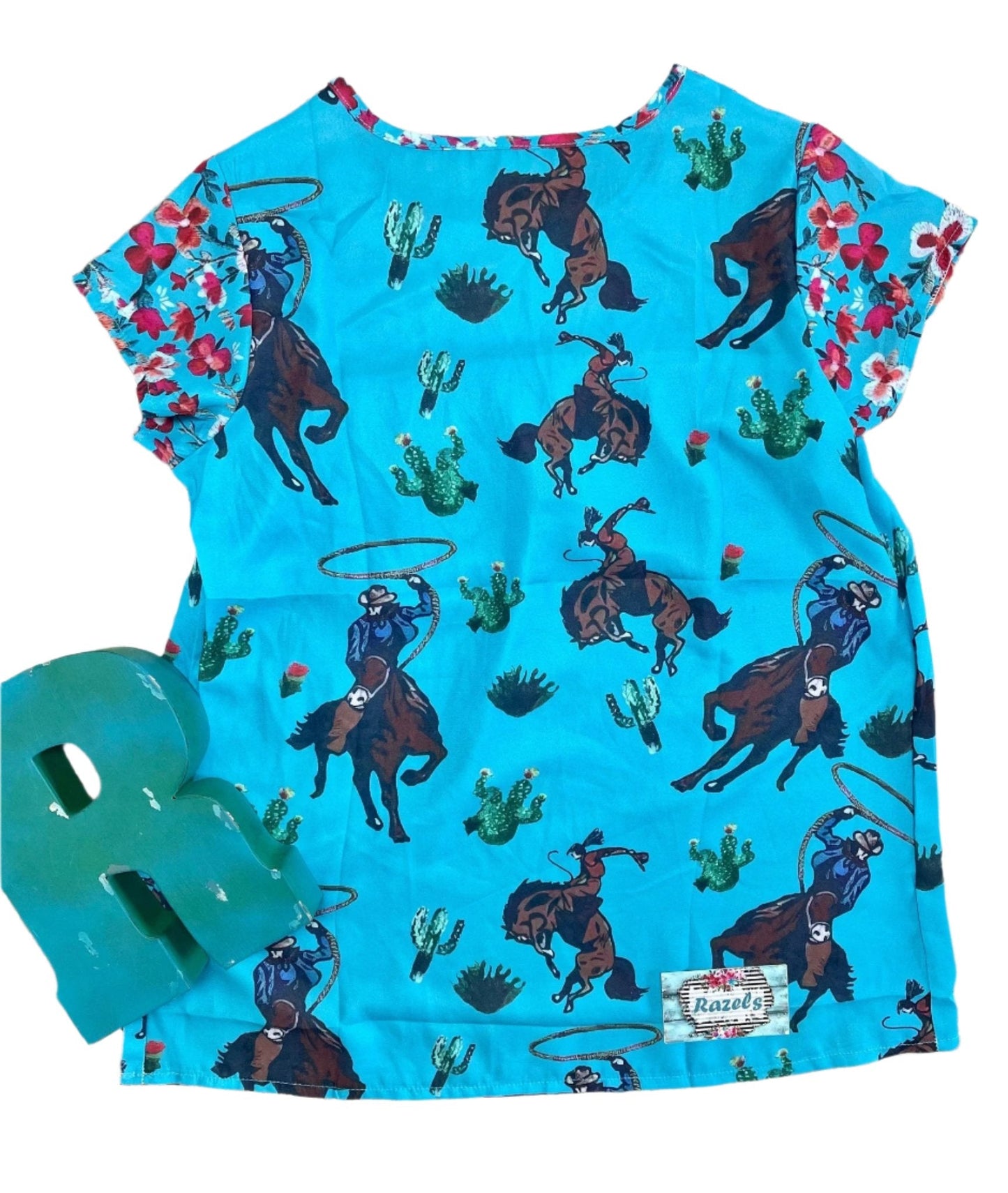 Turquoise Cowgirl Blouse – Western Woman Turquoise Cowboy Top
