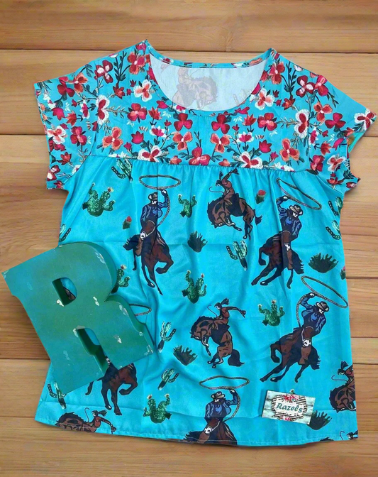 Turquoise Cowgirl Blouse – Western Woman Turquoise Cowboy Top