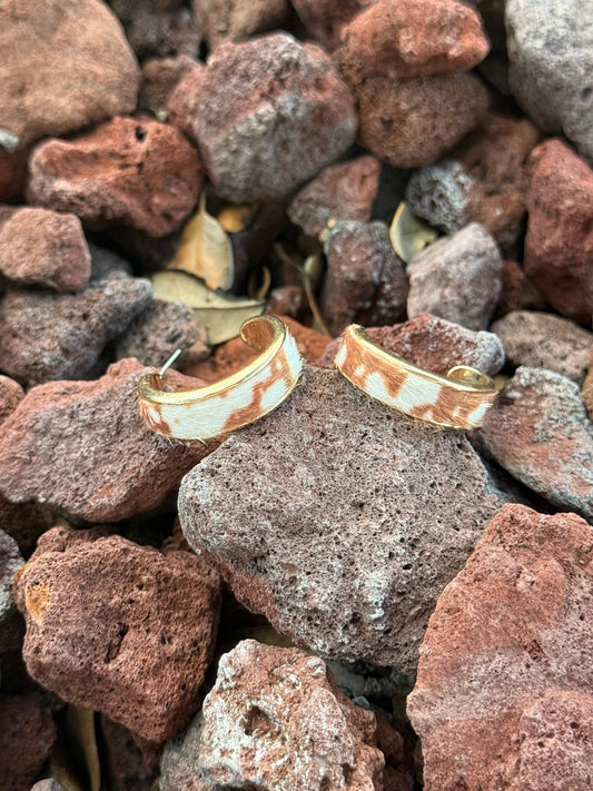 Cowhide Goldtone Hoops