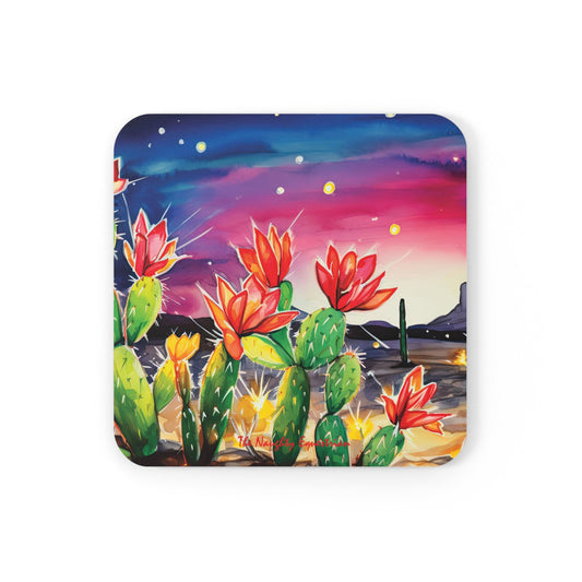 Nocturnal Blooms: Desert at Night Coaster Set