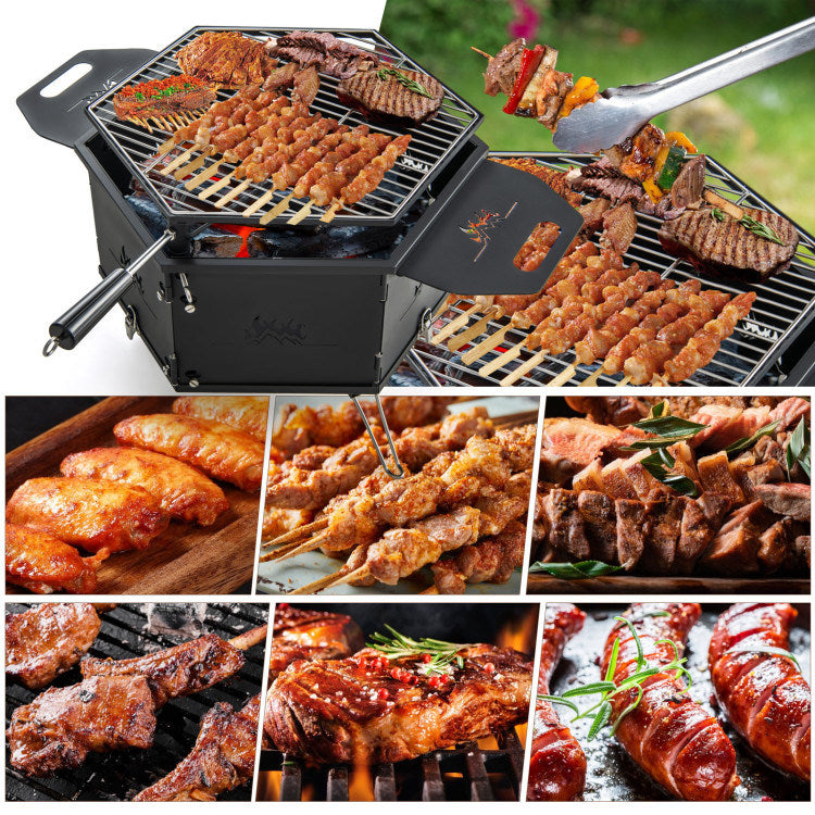 Portable Charcoal Grill Stove – Foldable Hibachi Cooker with Handle