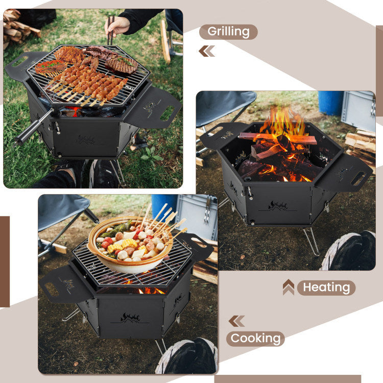 Portable Charcoal Grill Stove – Foldable Hibachi Cooker with Handle