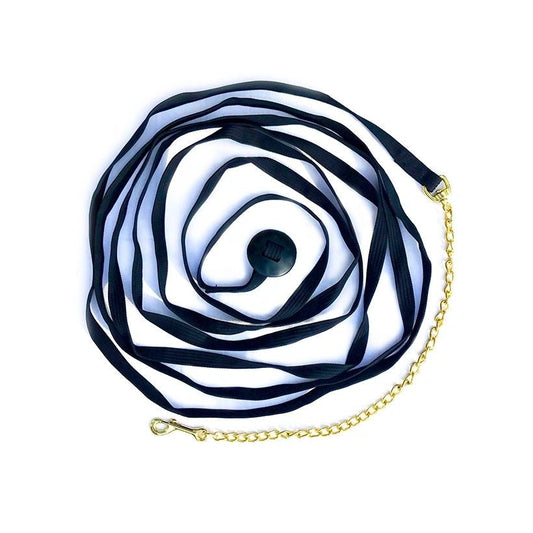 Lunge Line Cotton Webbing 25', 30" Brass Plated Chain, Black #45432