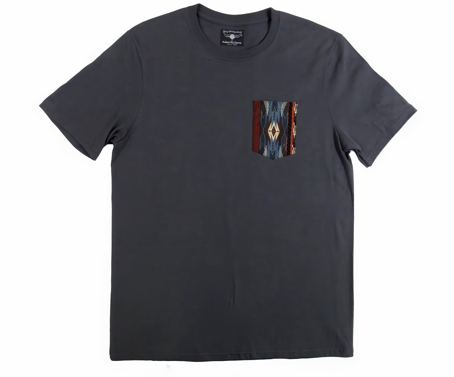 Flying R Ranchwear - Southwest Stripe Print - Gray Pocket T-shirt - Made in USA
