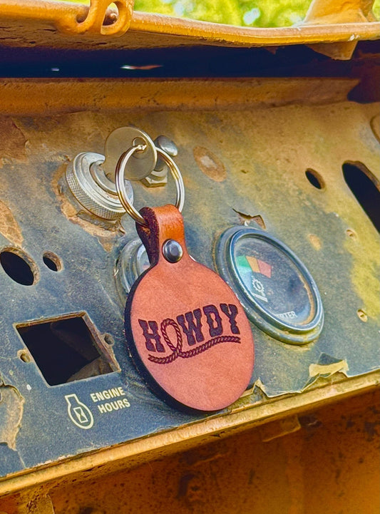 Howdy Leather Keychain Texas Style