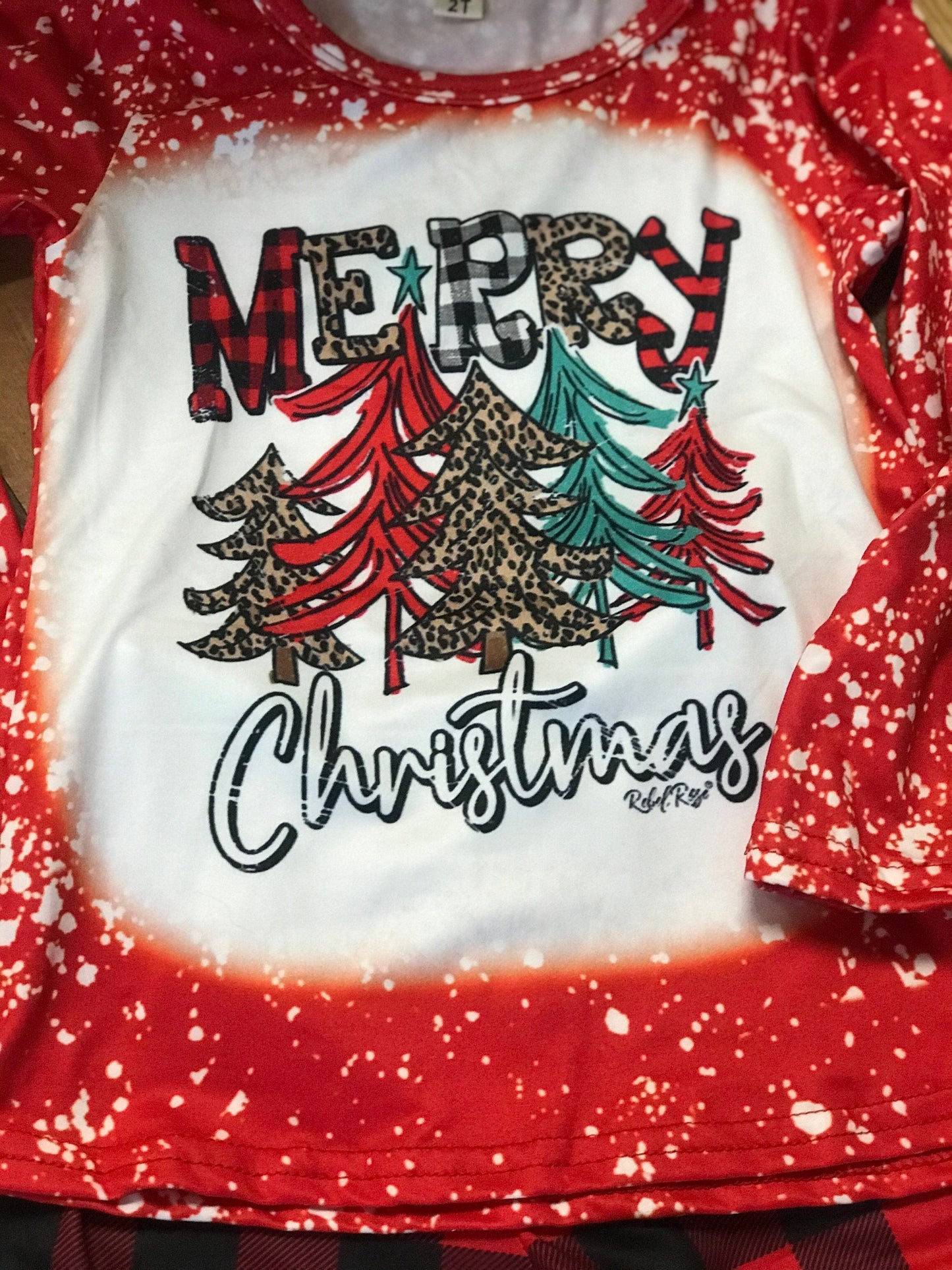 Girls' Christmas Outfit: Buffalo Plaid Bell Bottoms & Holiday Shirt