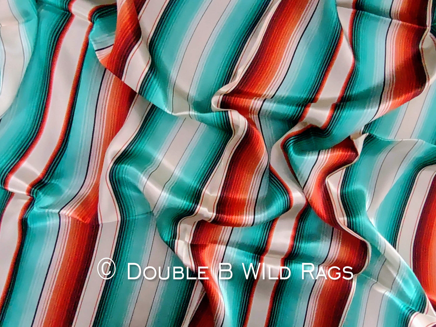 Wild Rag 100% SILK 806 Serape Coral Orange and Turquoise Cowboy Western Neck Scarf Bandanna by Double B Wild Rags