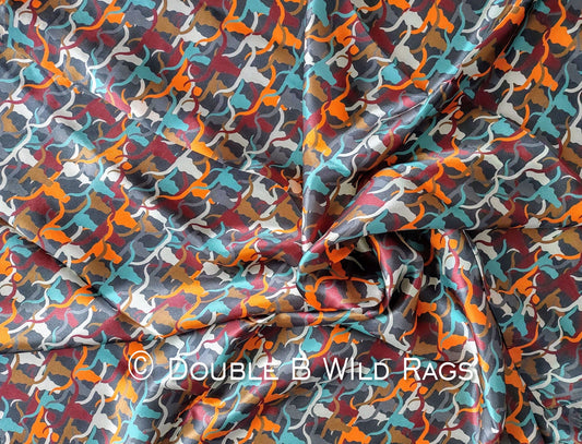 Wild Rag 100% SILK Southwest Longhorn Cattle Camo Cowboy Western Neck Scarf Bandanna by Double B Wild Rags