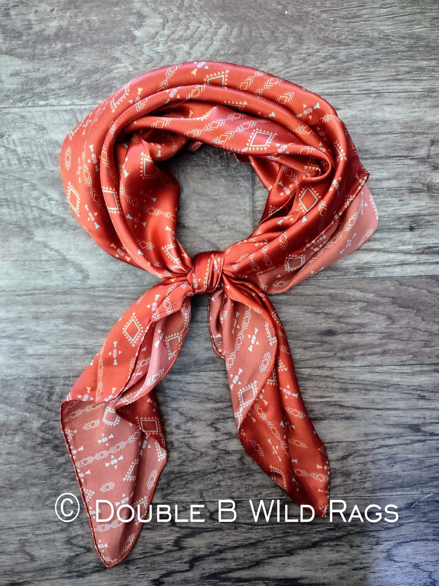 Wild Rag 100% SILK Rusty Orange Aztec Cowboy Western Neck Scarf Bandanna by Double B Wild Rags