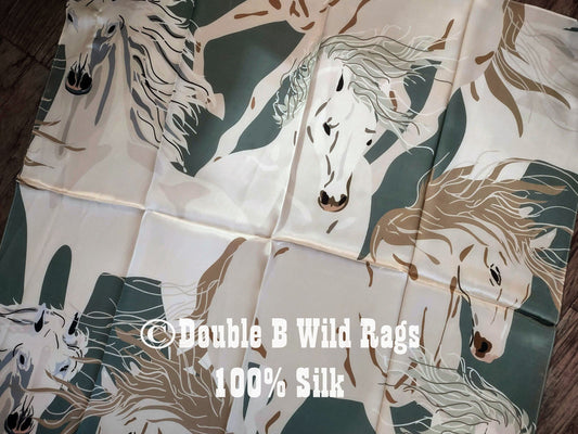 Wild Rag 100% Silk Large Horse Print Cowboy Western Neck Scarf Bandanna by Double B Wild Rags