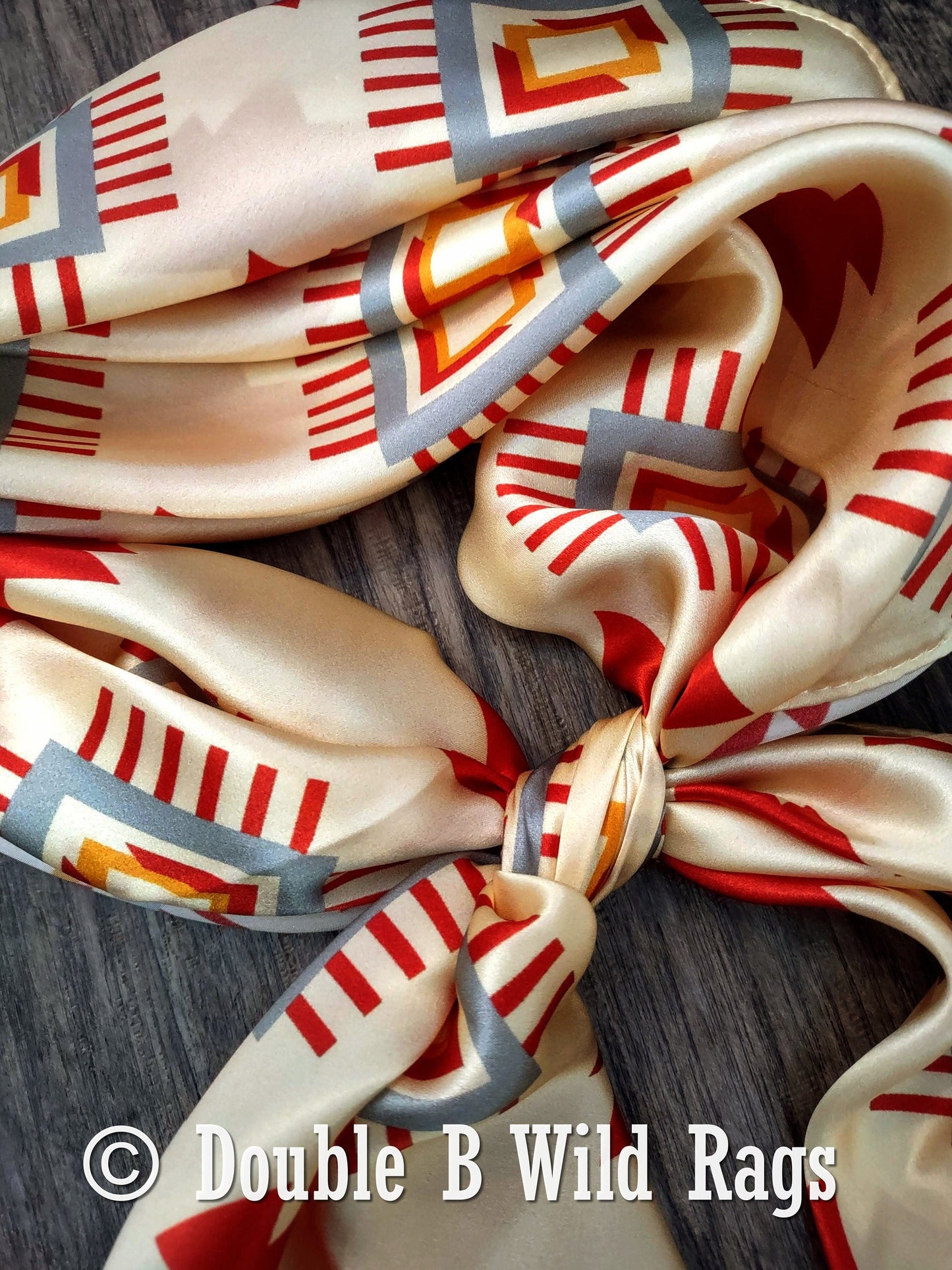 Wild Rag 100% Silk Aztec Ivory and Burgundy Cowboy Western Neck Scarf Bandanna by Double B Wild Rags