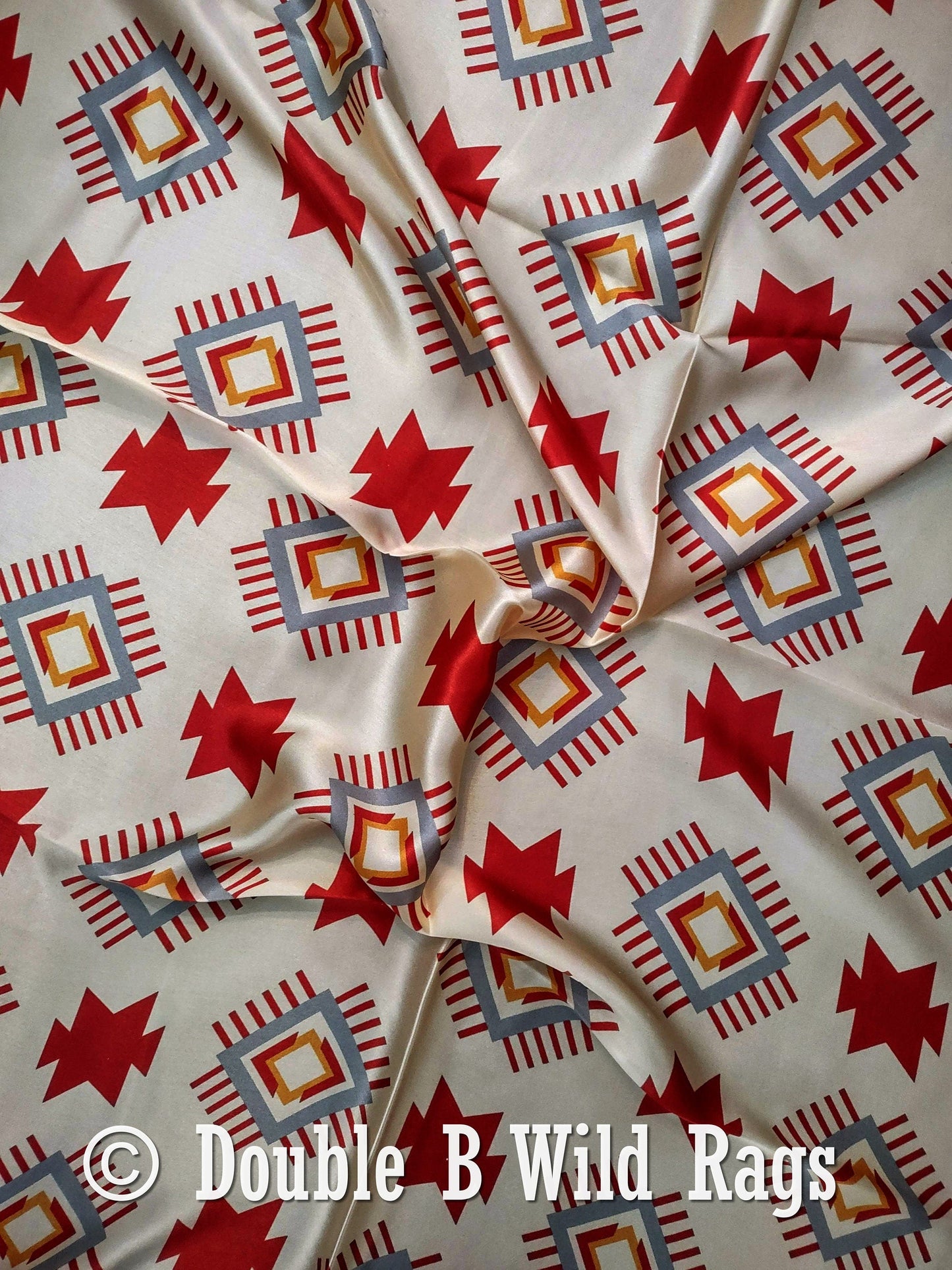 Wild Rag 100% Silk Aztec Ivory and Burgundy Cowboy Western Neck Scarf Bandanna by Double B Wild Rags