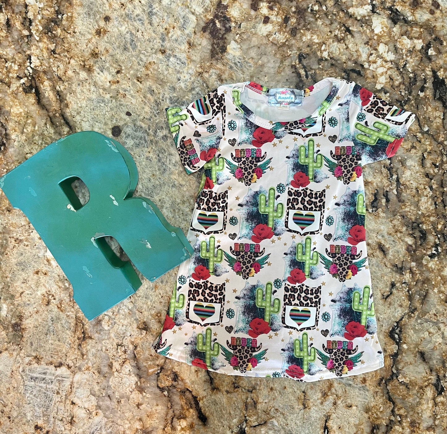 Rodeo T-Shirt Dress: Cheetah Skull Cactus Cowgirl Outfit