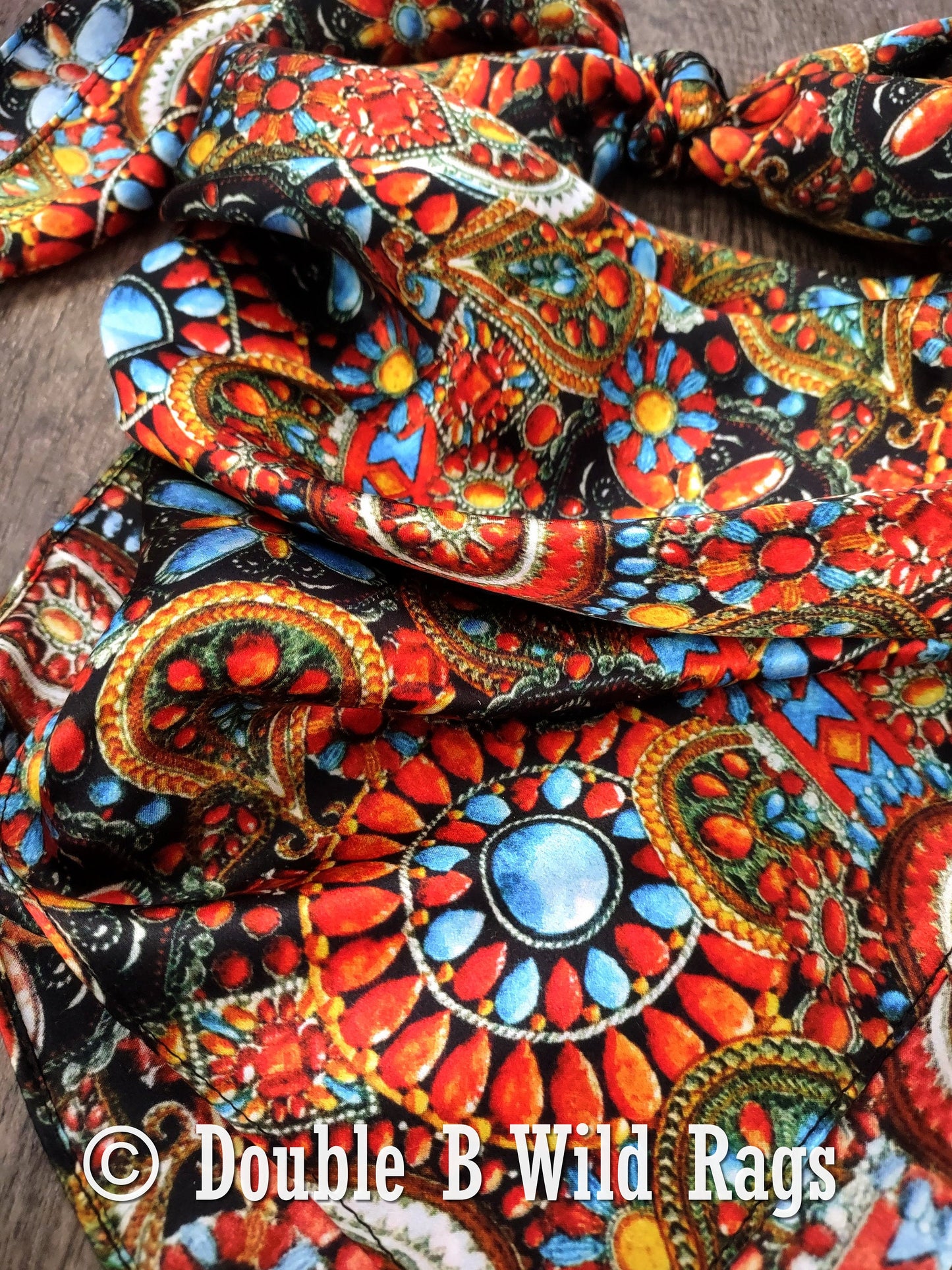 Wild Rag 100% Silk Native Indian Southwest Turquoise and Jewels Cowboy Western Neck Scarf Bandanna by Double B Wild Rags