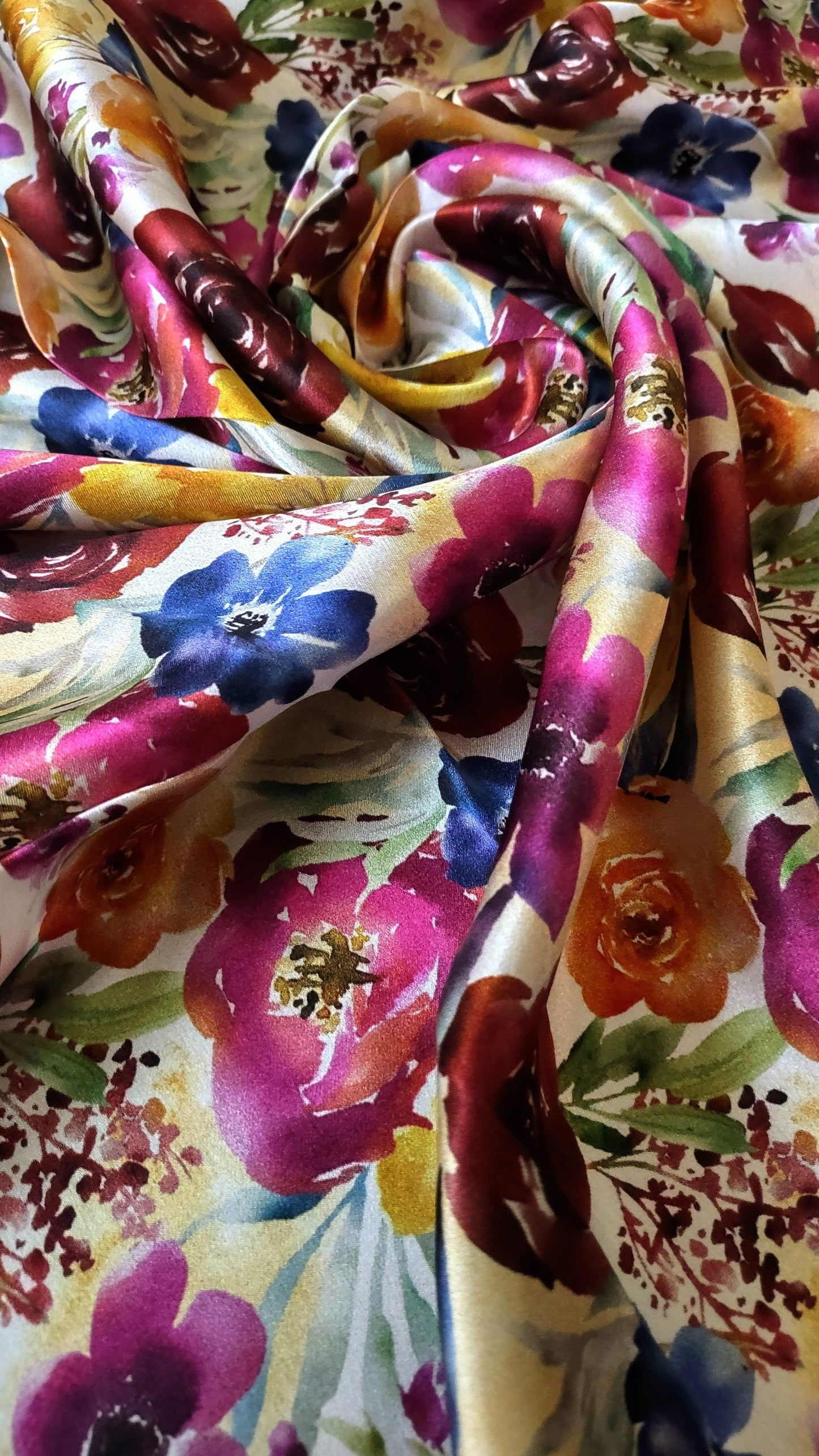 Wild Rag 100% SILK Multi Colored Watercolor Floral Cowboy Western Neck Scarf Bandanna by Double B Wild Rags