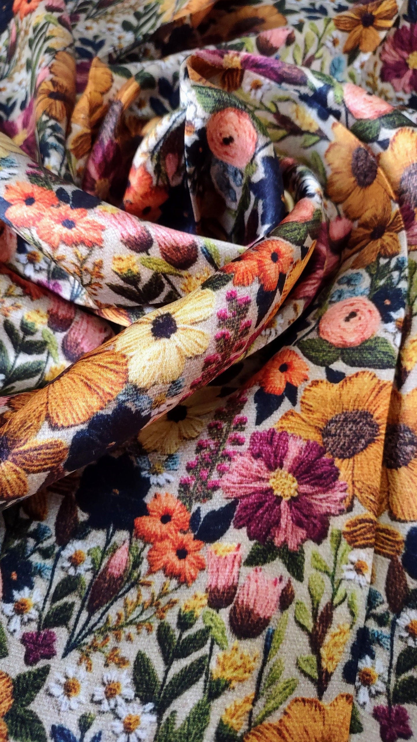 Wild Rag 100% SILK Ivory and Gold Embroidered print Western Neck Scarf Bandanna by Double B Wild Rags