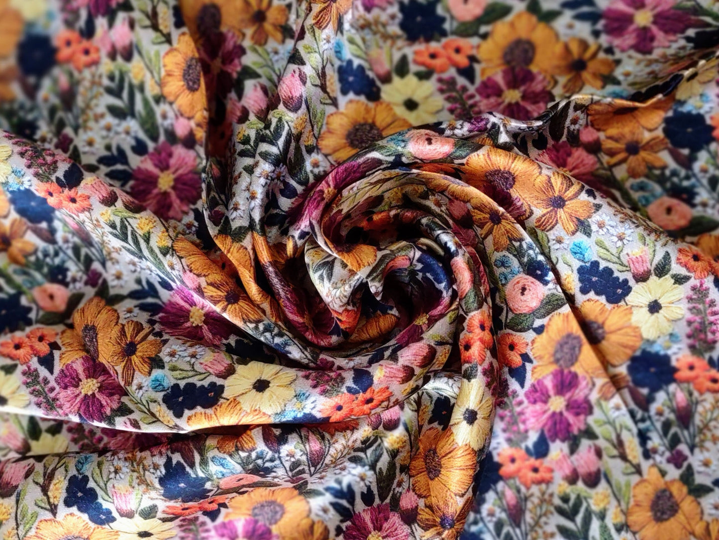 Wild Rag 100% SILK Ivory and Gold Embroidered print Western Neck Scarf Bandanna by Double B Wild Rags