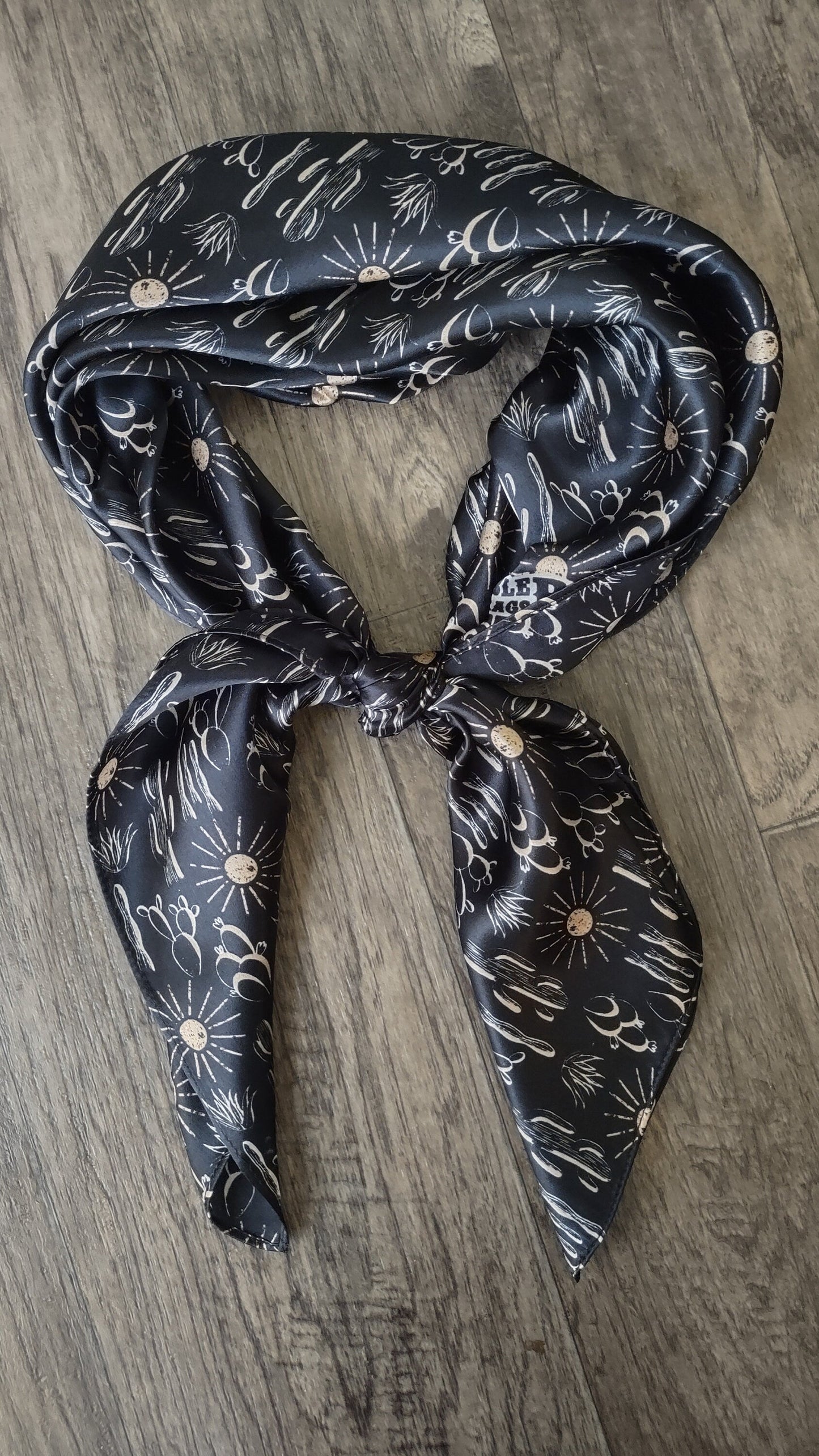 Wild Rag 100% SILK Black Cactus and Sun Western Neck Scarf Bandanna by Double B Wild Rags