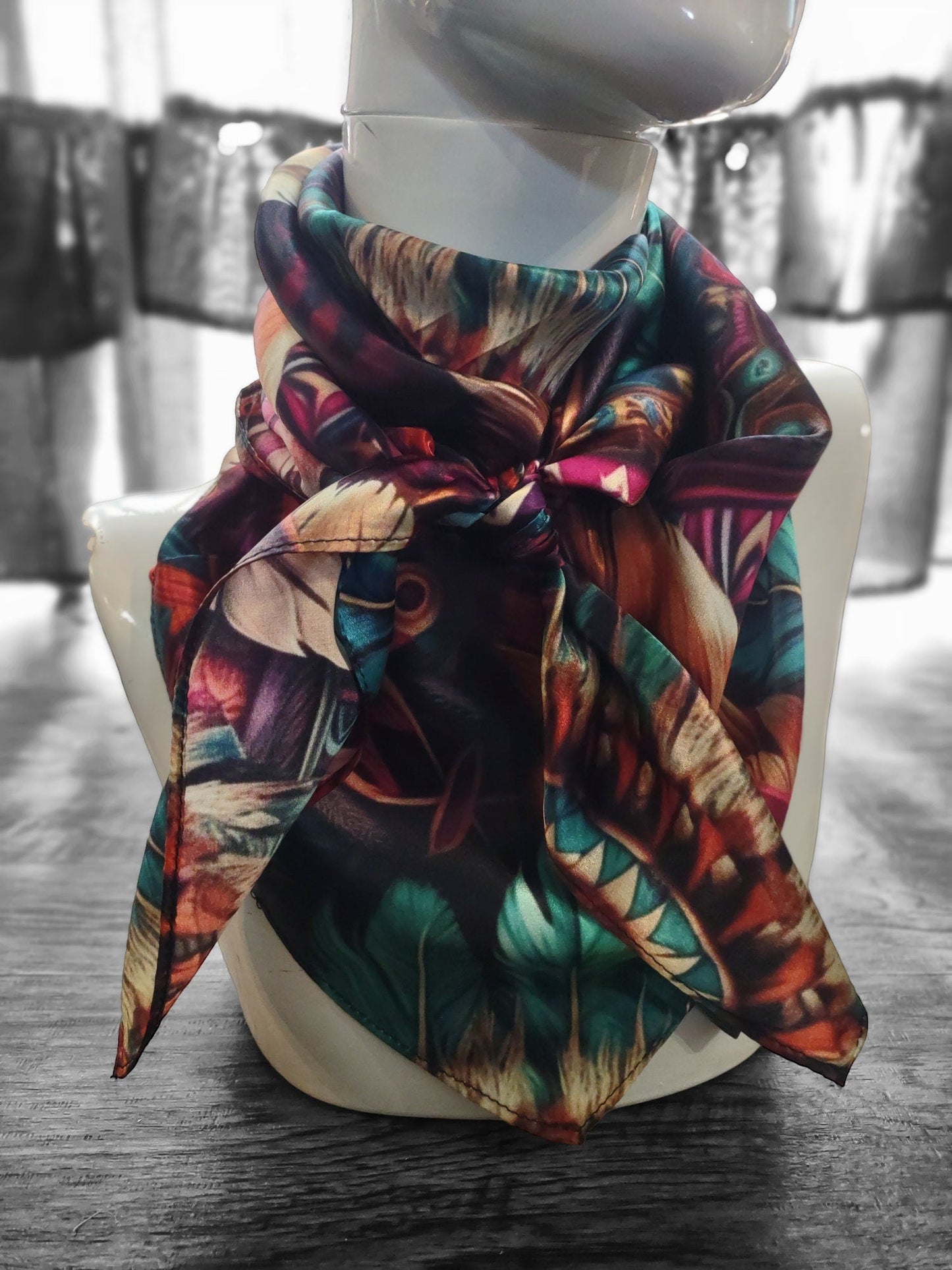 Wild Rag 100% SILK Pink and Purple Feather Western Neck Scarf Bandanna by Double B Wild Rags