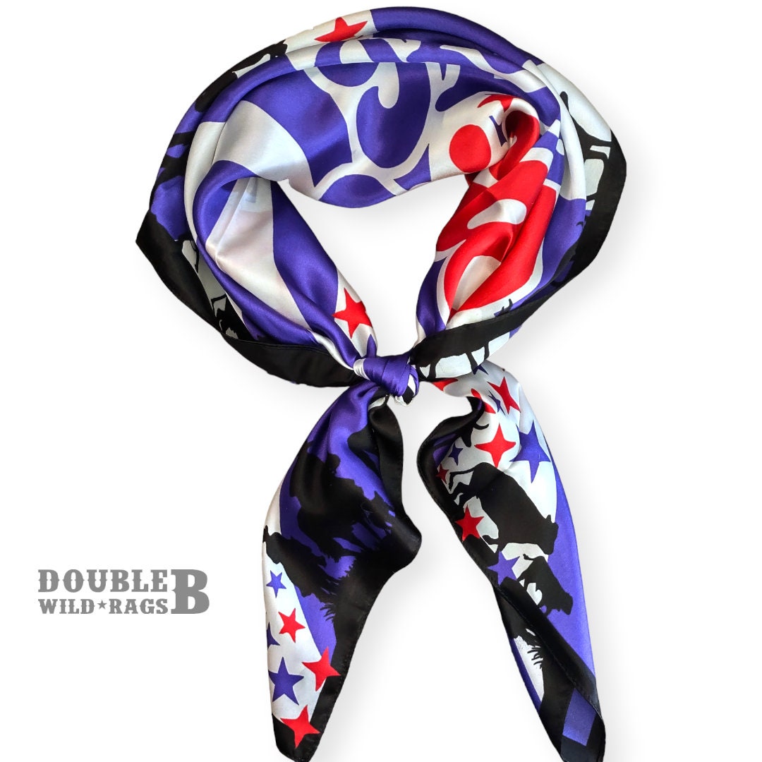 Wild Rag 100% SILK God Bless America Western Cowboy Cattle Neck Scarf Bandanna by Double B Wild Rags