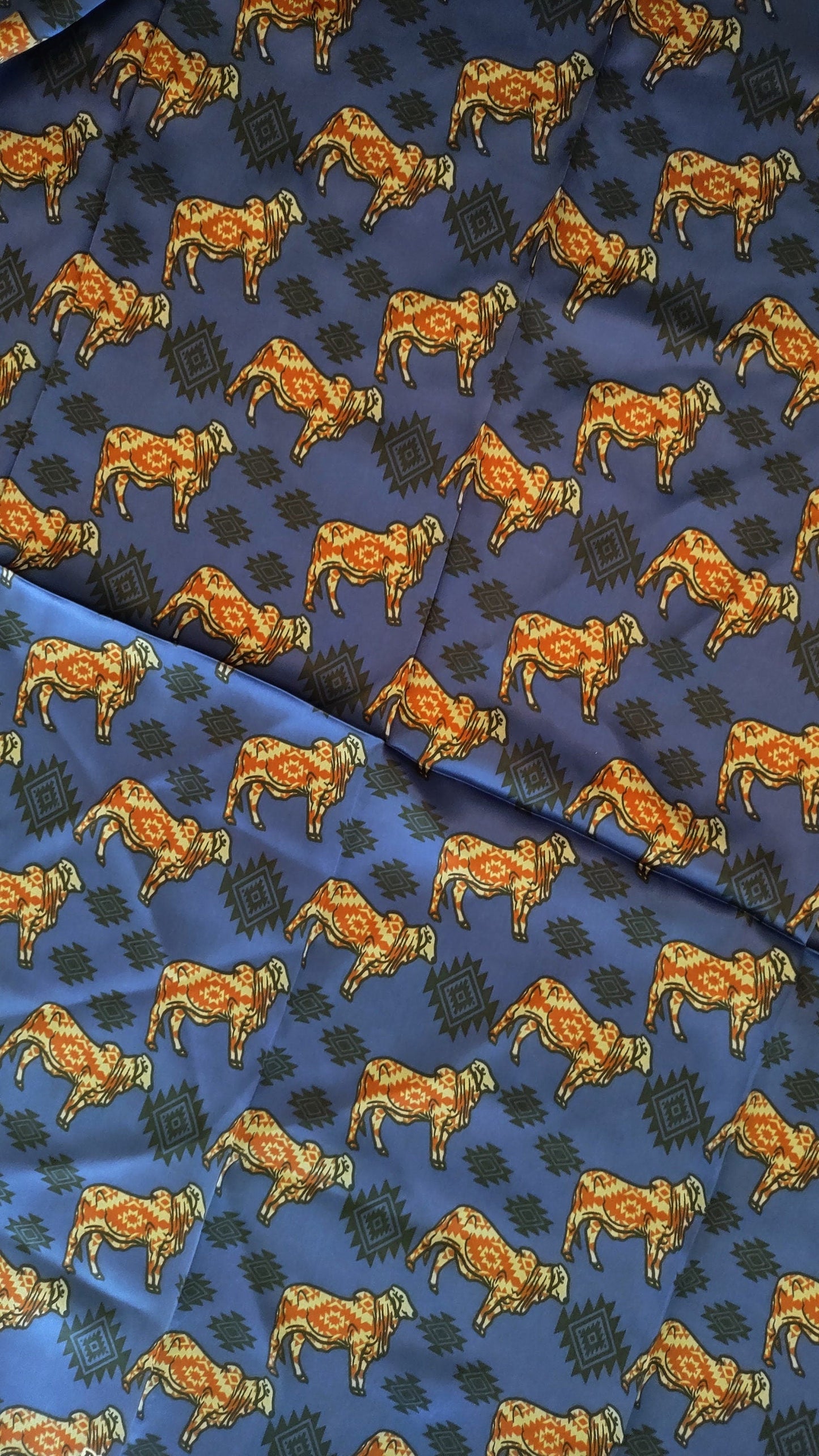 Wild Rag 100% SILK Brahman Bull on Royal Blue Neck Scarf Bandanna by Double B Wild Rags