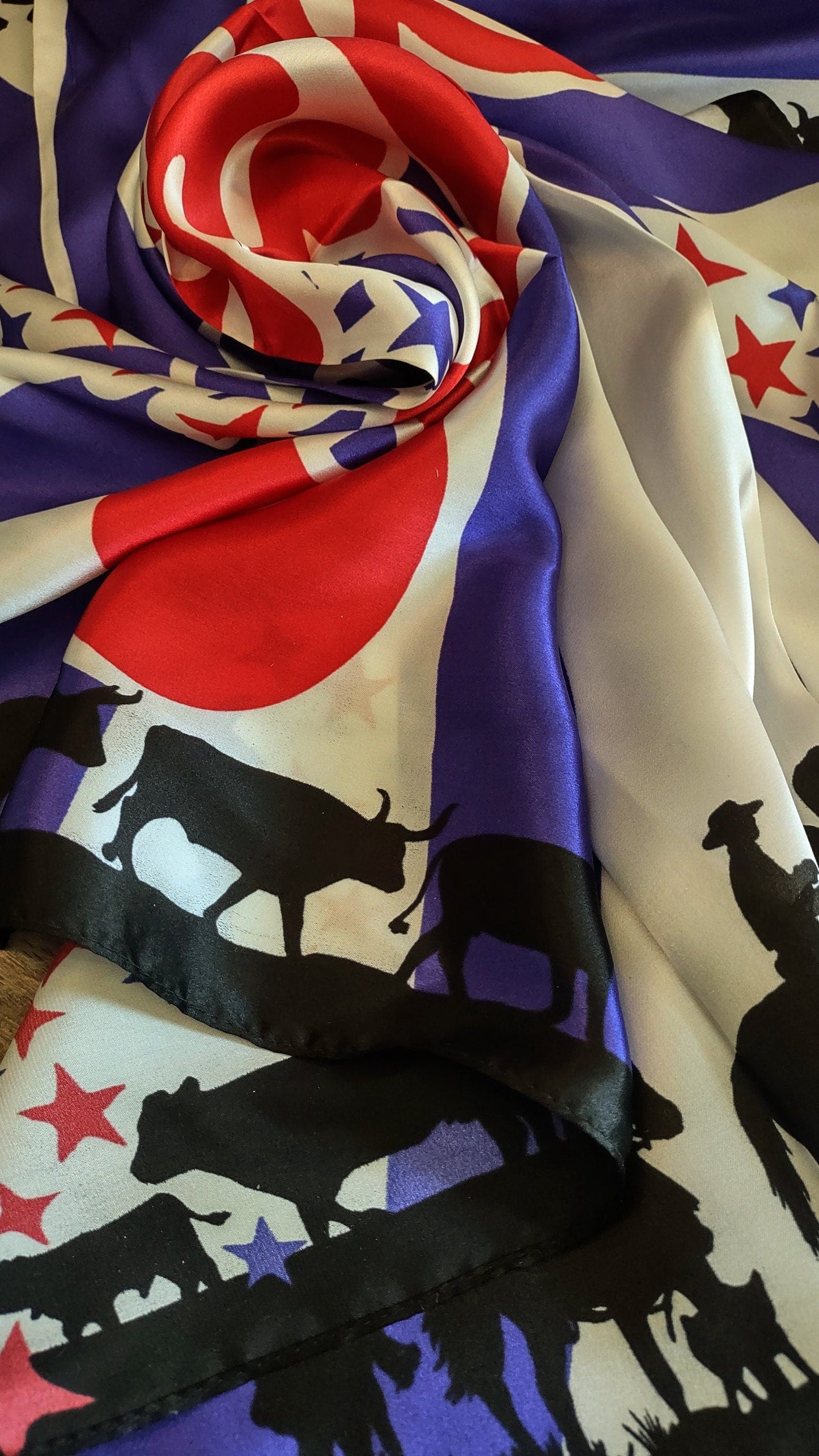 Wild Rag 100% SILK God Bless America Western Cowboy Cattle Neck Scarf Bandanna by Double B Wild Rags