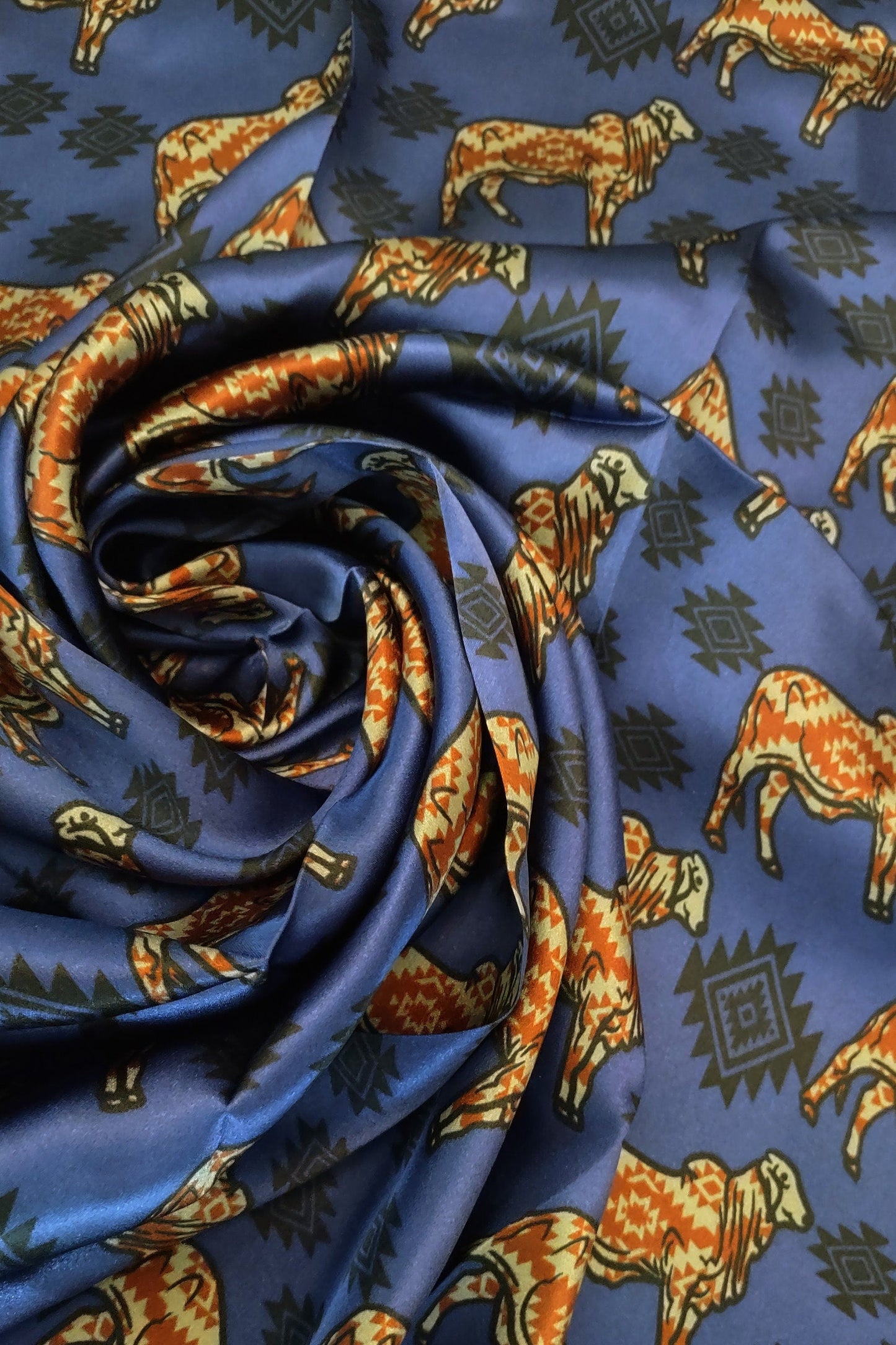 Wild Rag 100% SILK Brahman Bull on Royal Blue Neck Scarf Bandanna by Double B Wild Rags