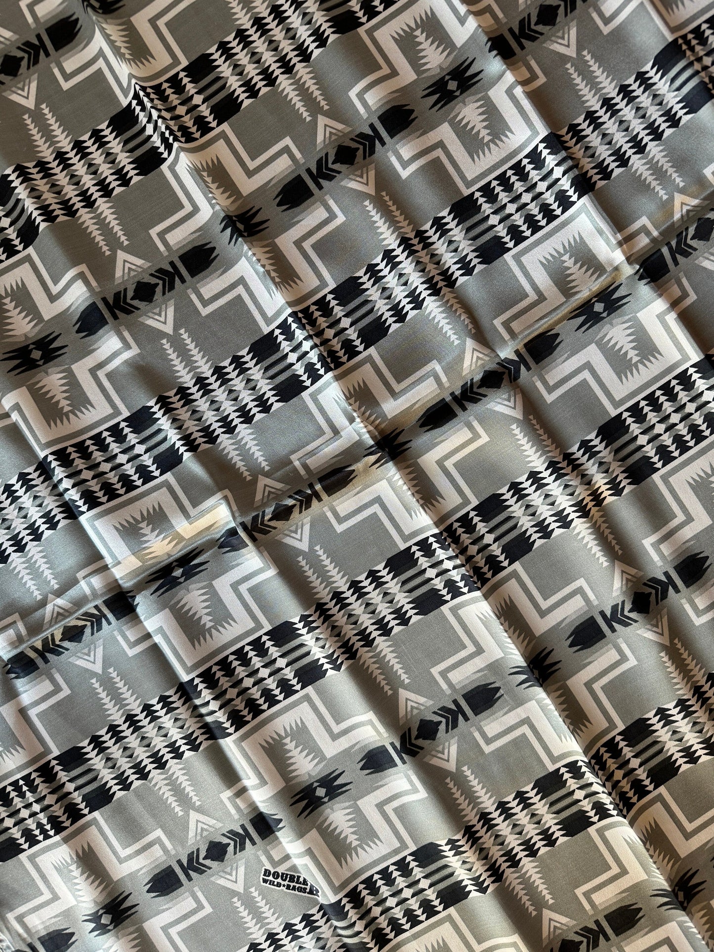 Silk Wild Rag Black and Silver Navajo Native Print by Double B Wild Rags