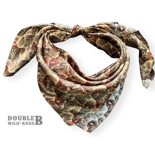 100% Silk Wild Rag Cactus Neutral tones of beige, green, rust by Double B Wild Rags