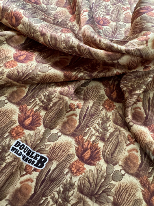 100% Silk Wild Rag Cactus Neutral tones of beige, green, rust by Double B Wild Rags