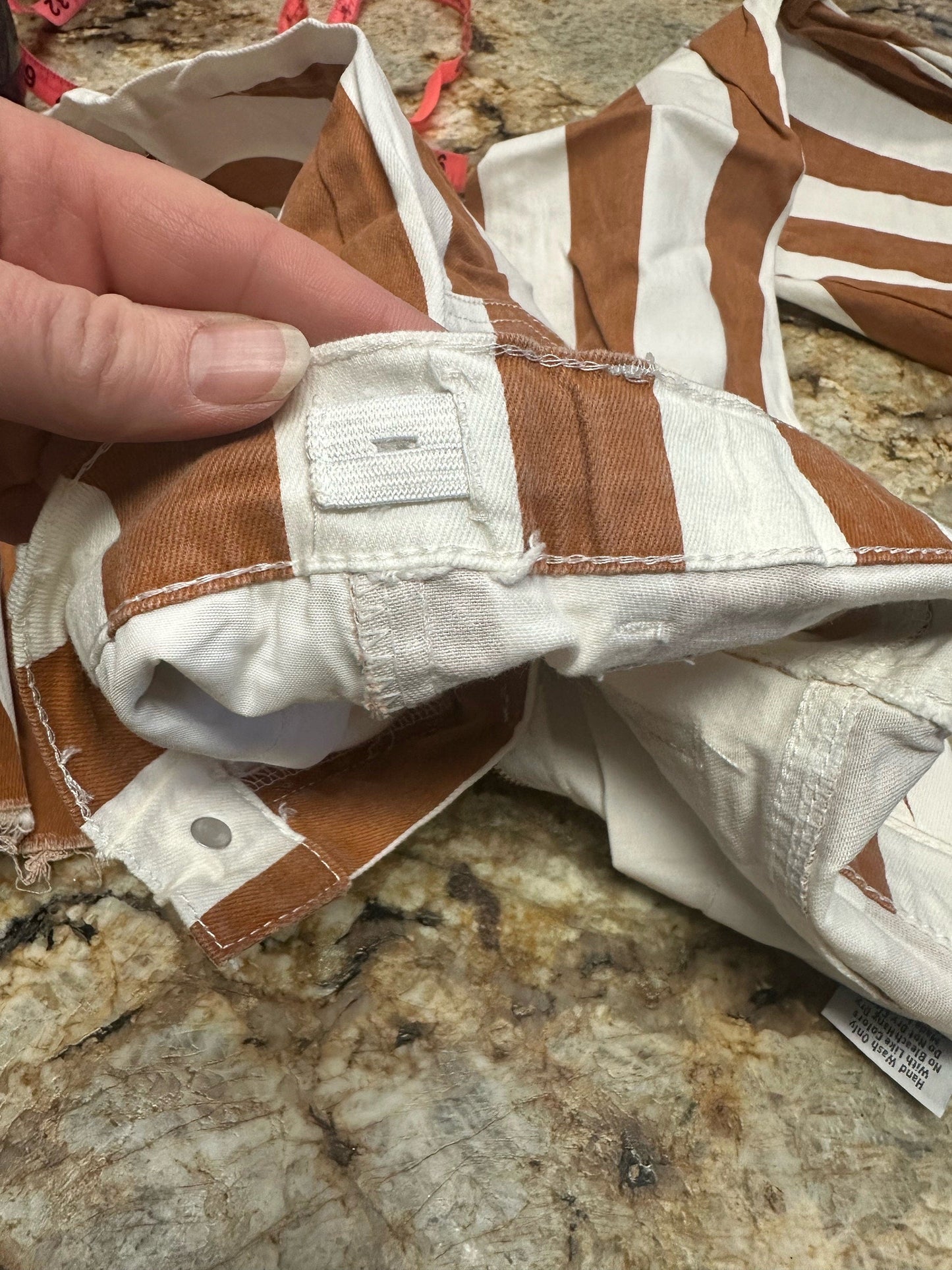 Girls' Striped Bell Bottom Jeans: Stretchy Frayed Denim