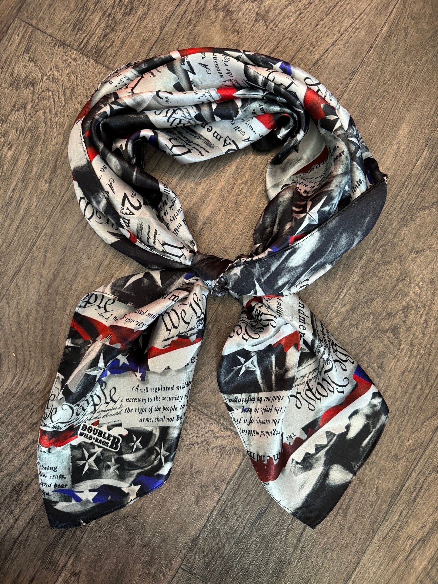 Wild Rag 100% Silk Patriotic We the People 2nd Amendment Cowboy Western Neck Scarf Bandanna by Double B Wild Rags