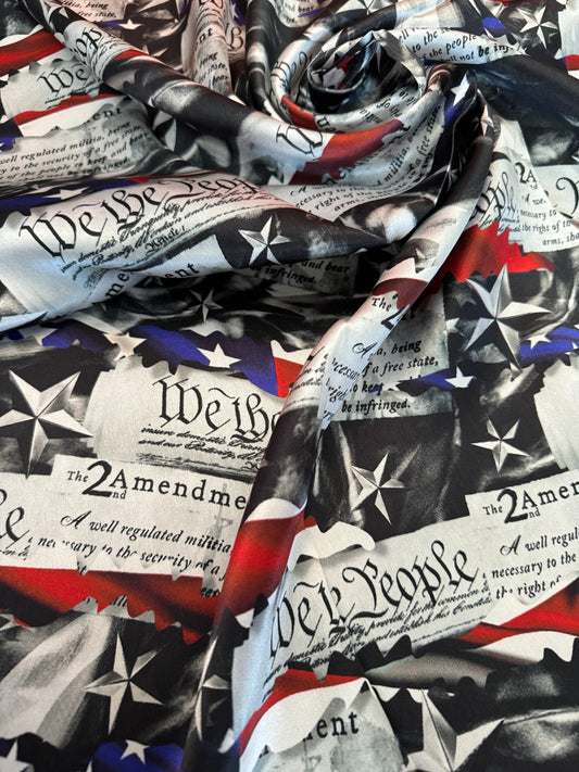 Wild Rag 100% Silk Patriotic We the People 2nd Amendment Cowboy Western Neck Scarf Bandanna by Double B Wild Rags