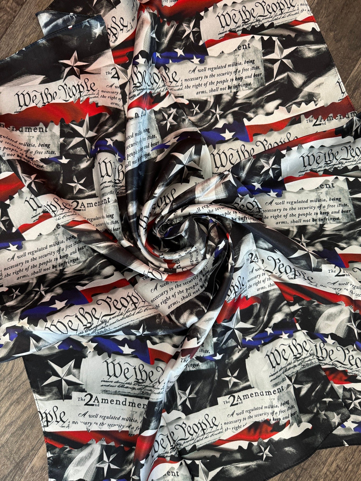 Wild Rag 100% Silk Patriotic We the People 2nd Amendment Cowboy Western Neck Scarf Bandanna by Double B Wild Rags