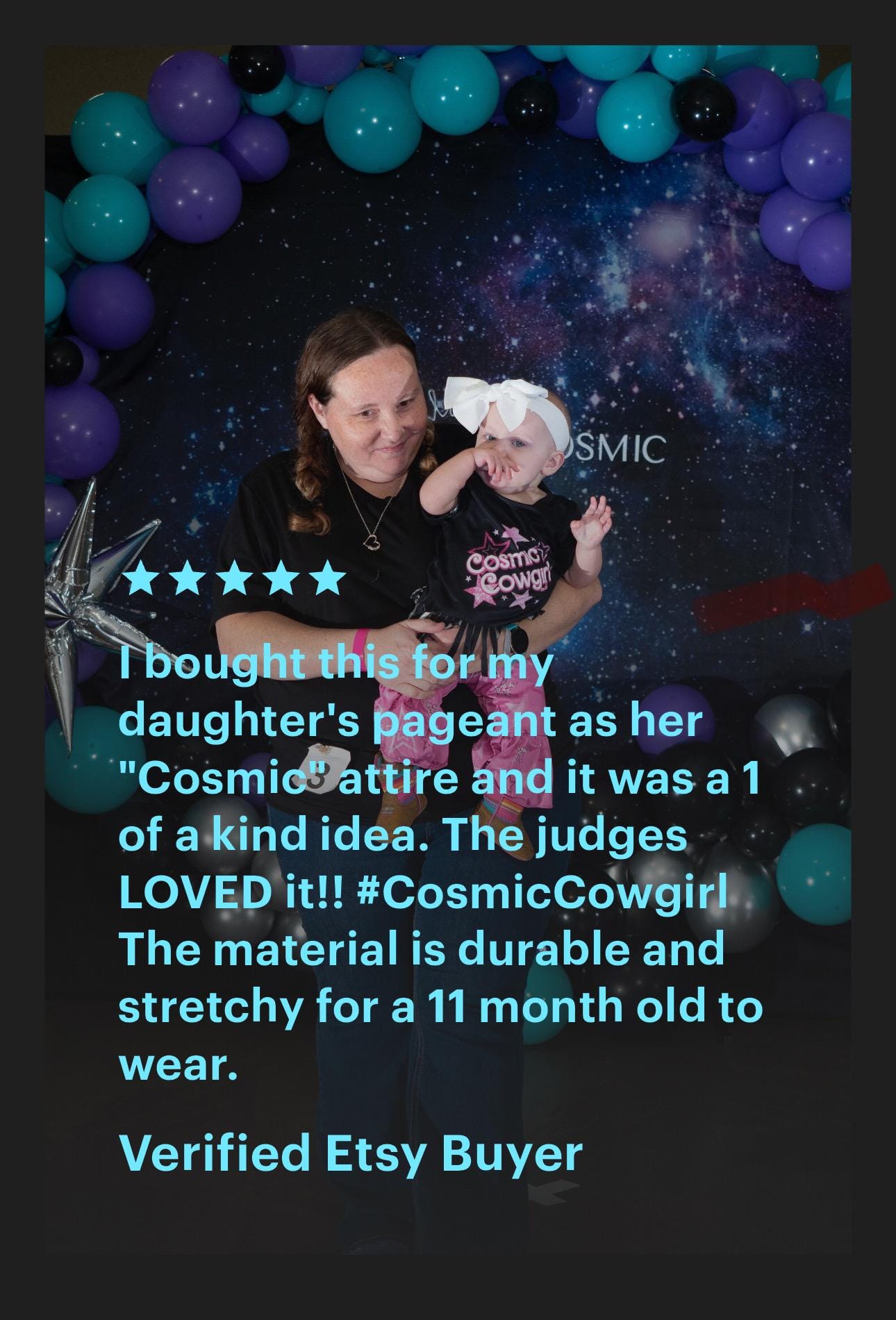 Cosmic Cowgirl Outfit: Pink Star Bell Bottoms, Black Fringe T-Shirt