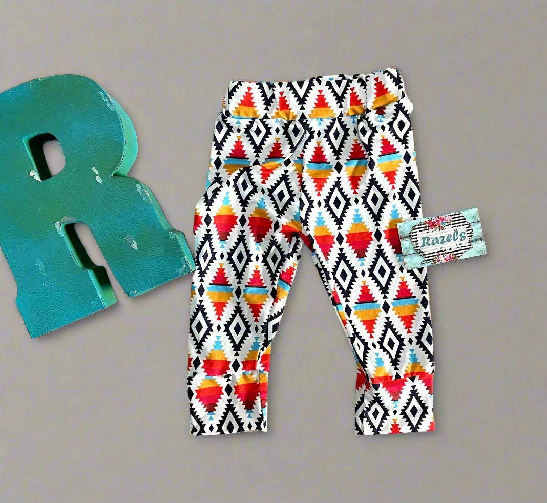 Retro Howdy Kids Western Outfit | Fall Aztec Leggings + T-Shirt Set | Baby Toddler Cowboy Outfit | Christmas Gift for Boys or Girls