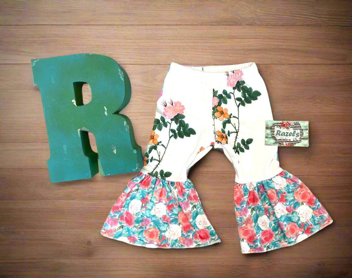 Girls' Floral Bell Bottoms: Wildflower Summer Pants