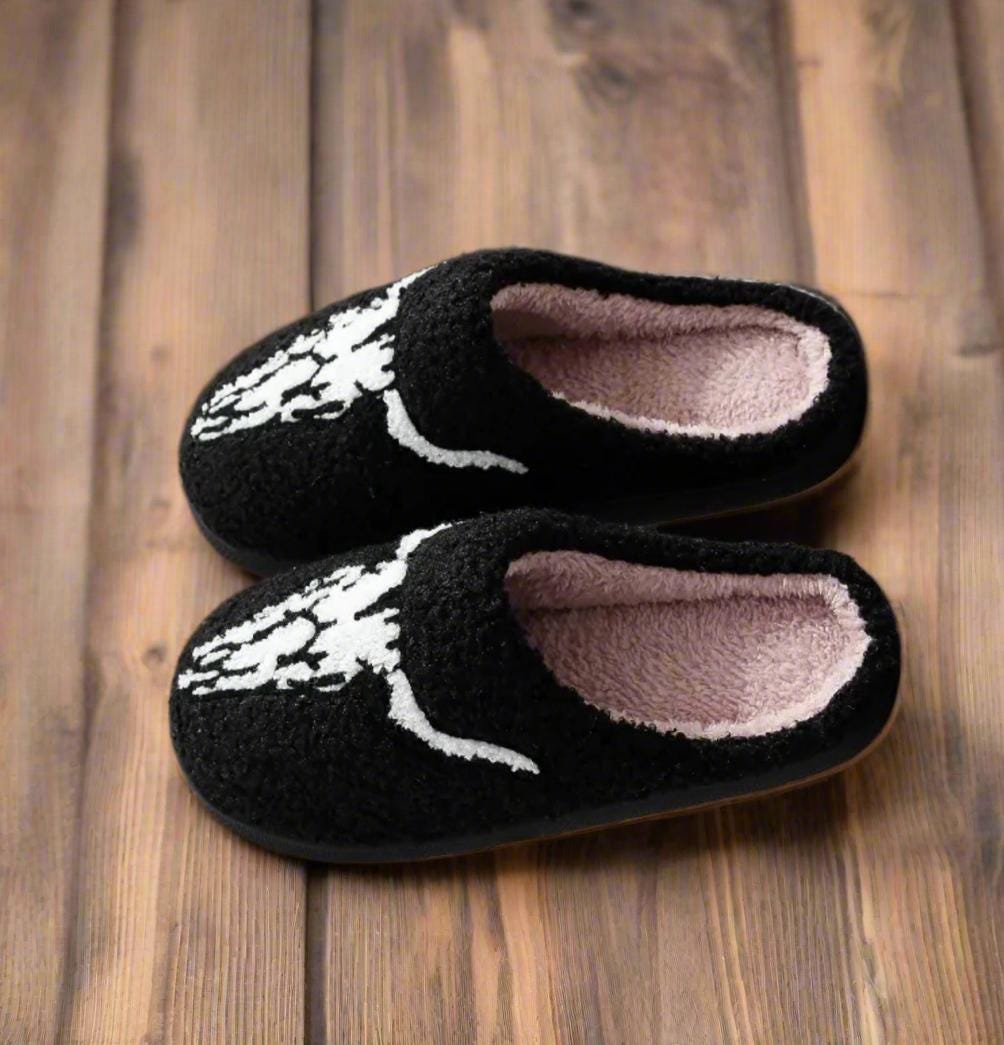 Longhorn Skull Slippers, Western Fall Halloween Shoes