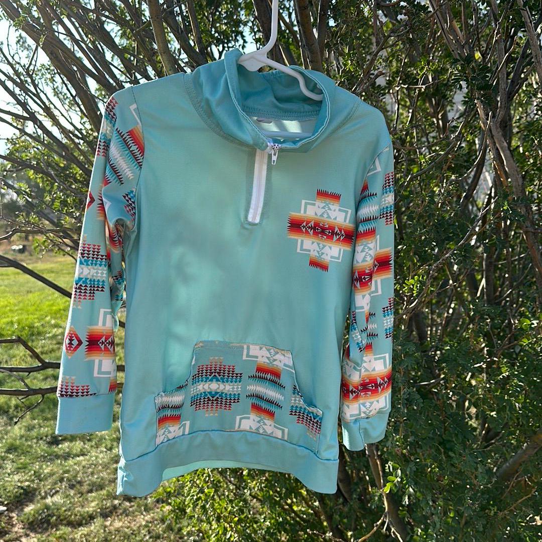 Kids Western Pullover ā Southwestern Quarter Zip Sweatshirt, Cowboy Cowgirl Lightweight Sweatshirt Back to School