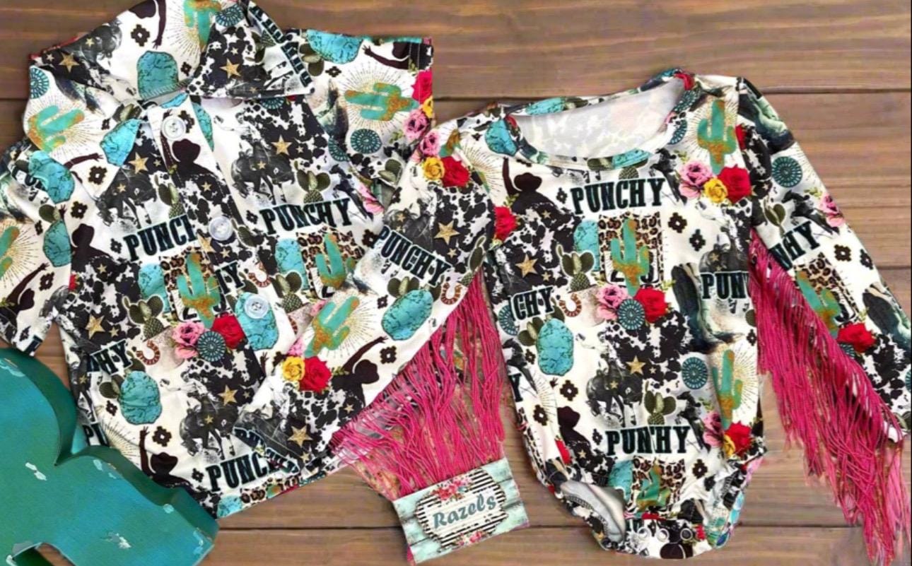 Kids' Western Fringe Leotard: Punchy Rodeo Style