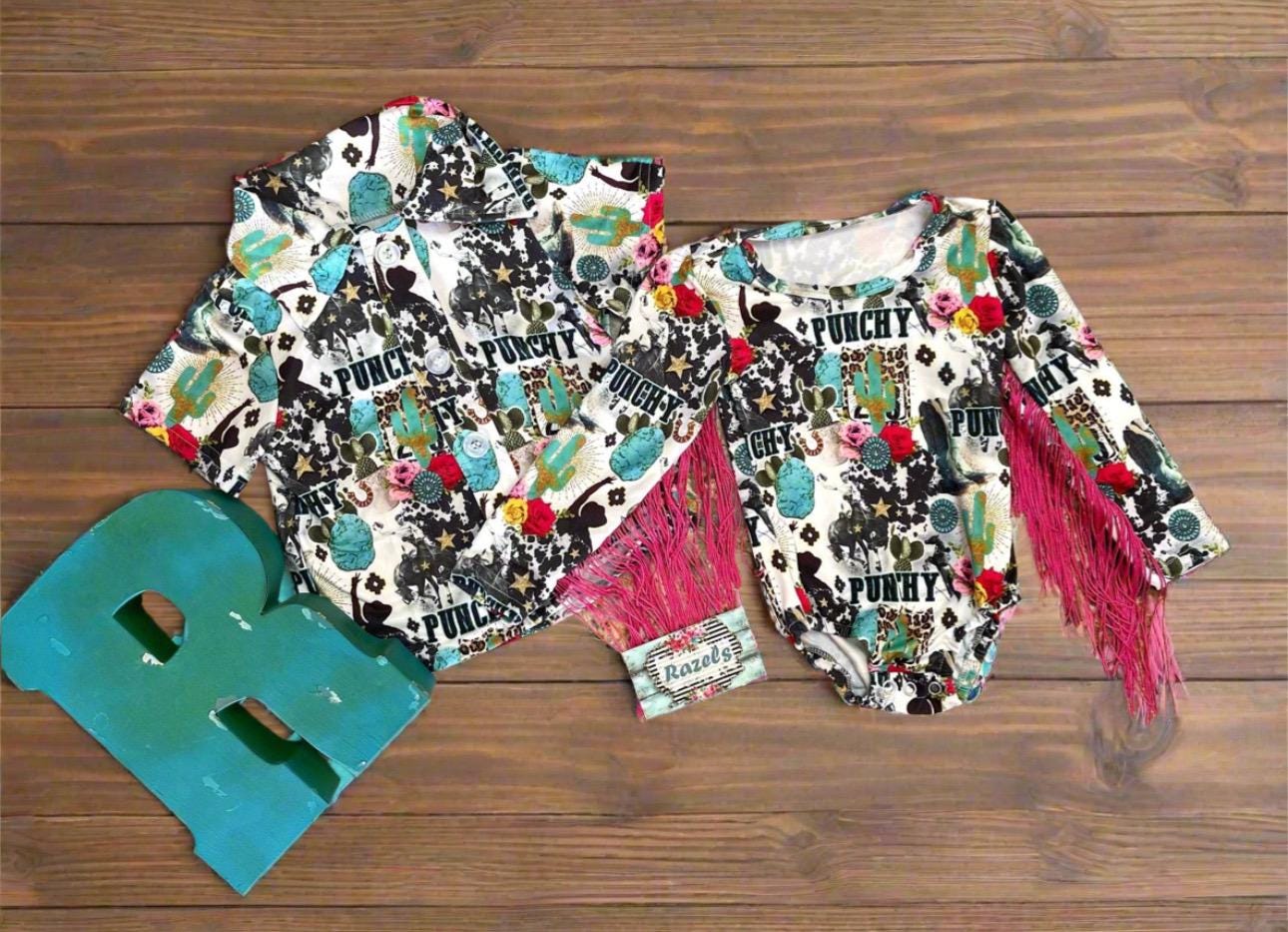 Kids' Western Fringe Leotard: Punchy Rodeo Style