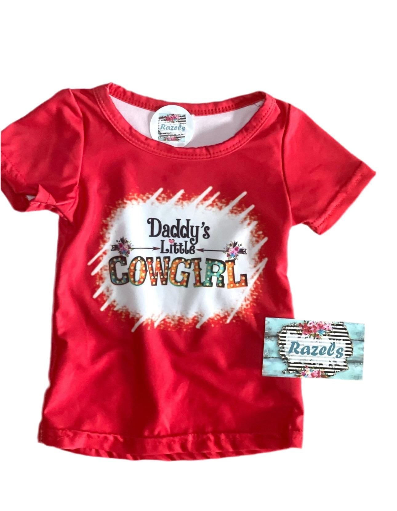 Daddy's Little Cowgirl Bell Bottom Outfit - Girls Western T-Shirt & Floral Bell Bottoms
