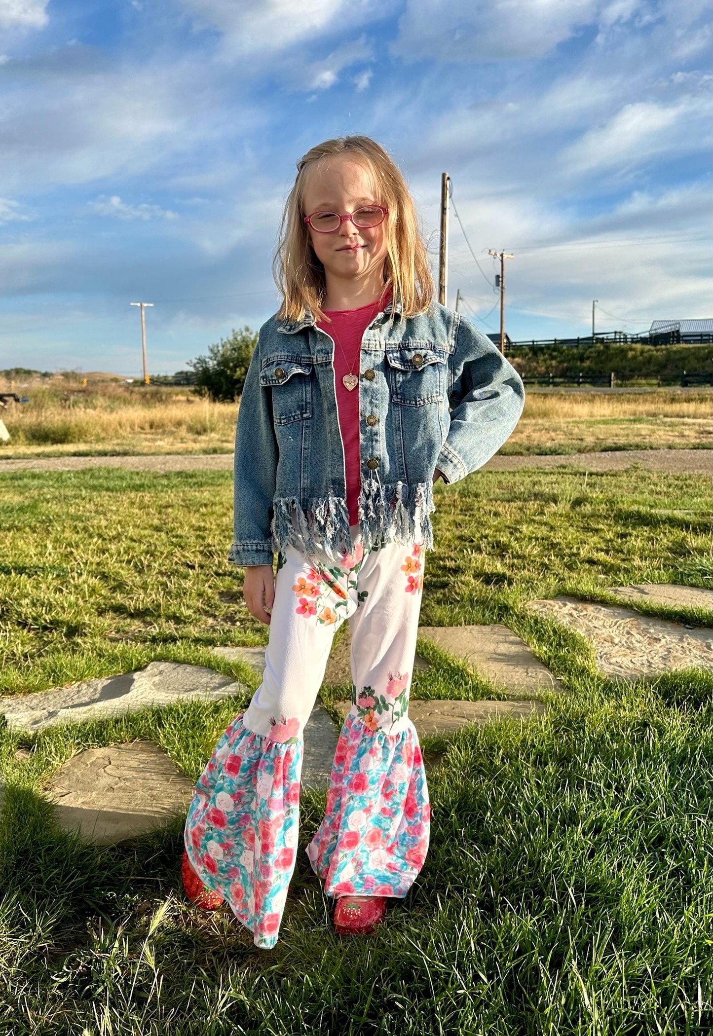 Girls' Floral Bell Bottoms: Wildflower Summer Pants