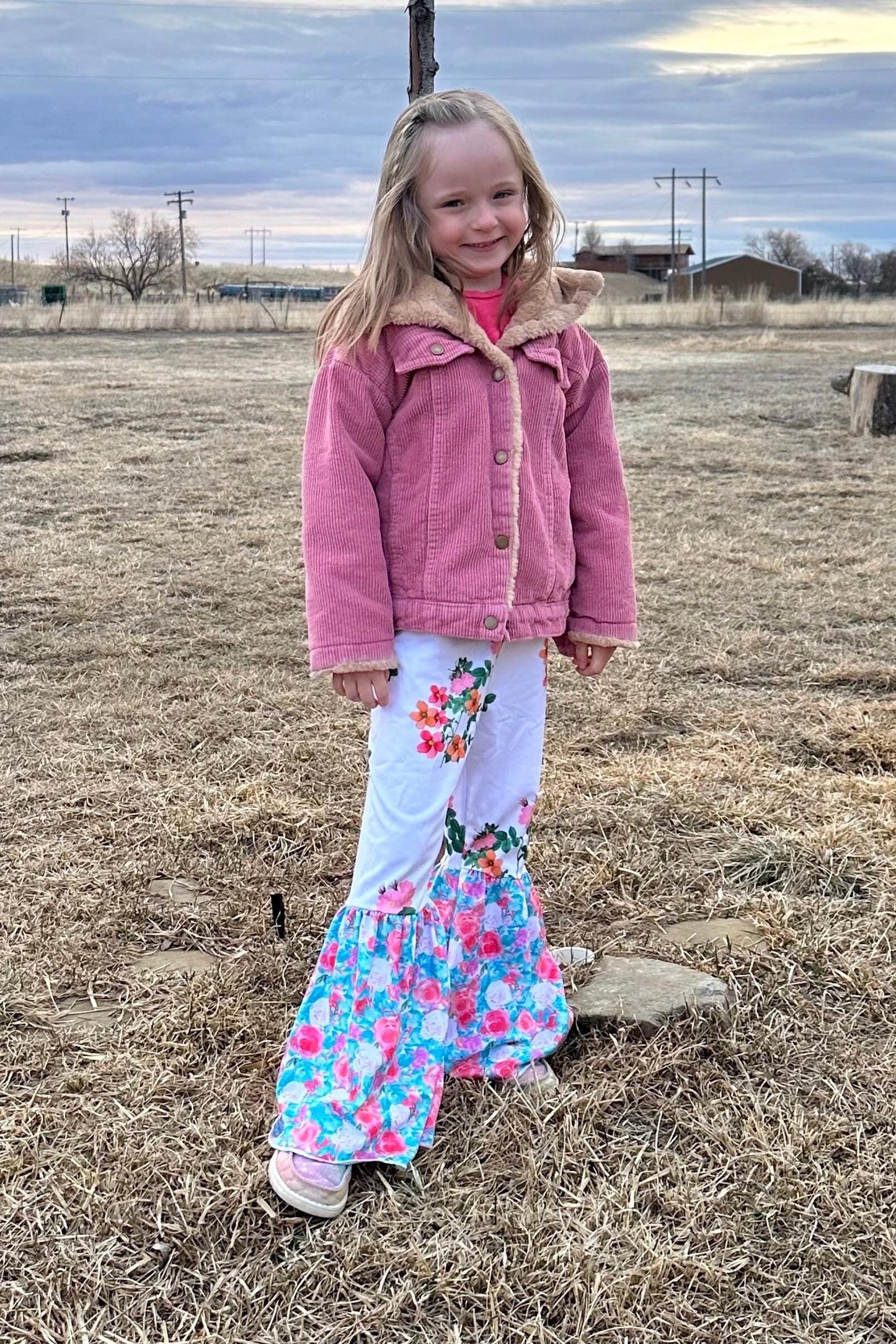 Girls' Floral Bell Bottoms: Wildflower Summer Pants