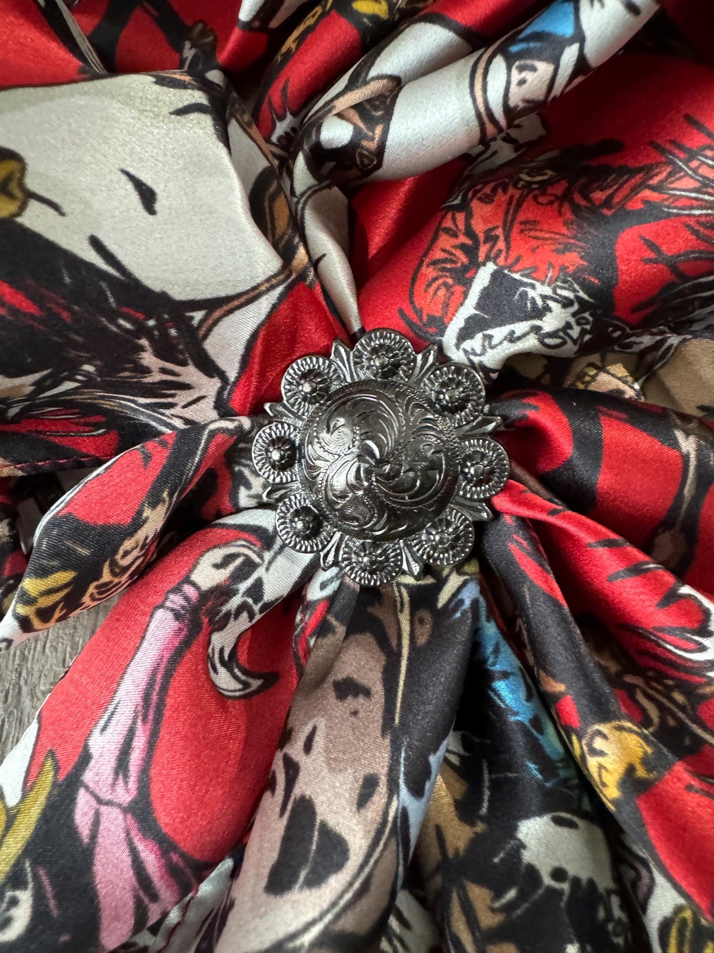 100% Silk Wild Rag Roughstock Riders Saddle Bronc Bareback Bull rider on Red neck scarf by Double B Wild Rags