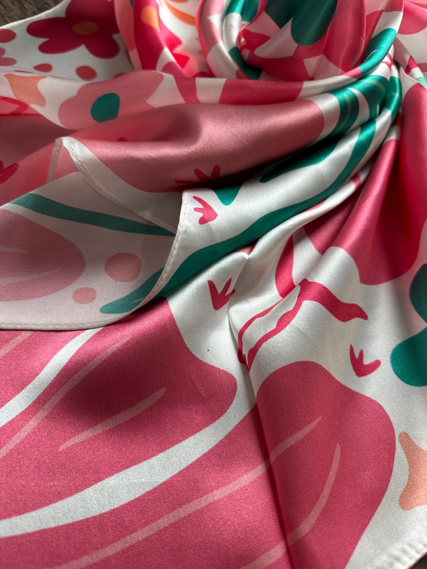 100% Silk Wild Rag Pink and Green Boot with Cactus and floral designs by Double B Wild Rags