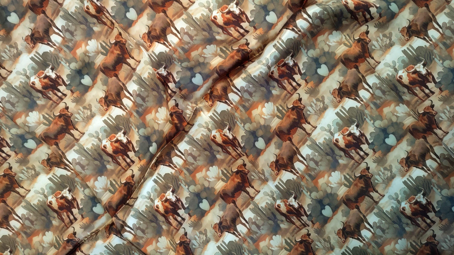 Wild Rag 100% SILK Desert Cattle and Cactus Cowboy Neck Scarf Bandanna by Double B Wild Rags