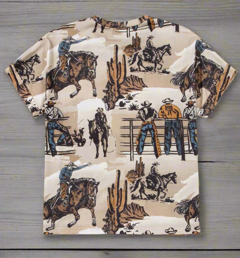 Cowboy Print T-Shirt: Western Bronc Rider Tee for Women