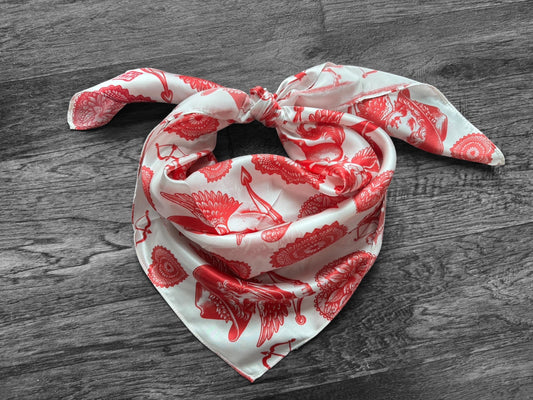 100% Silk Wild Rag “Cowboys Best Friend” by Double B Wild Rags Cowdog sketch’s on beige Corgi Frenchie Golden Retriever Jack Russel